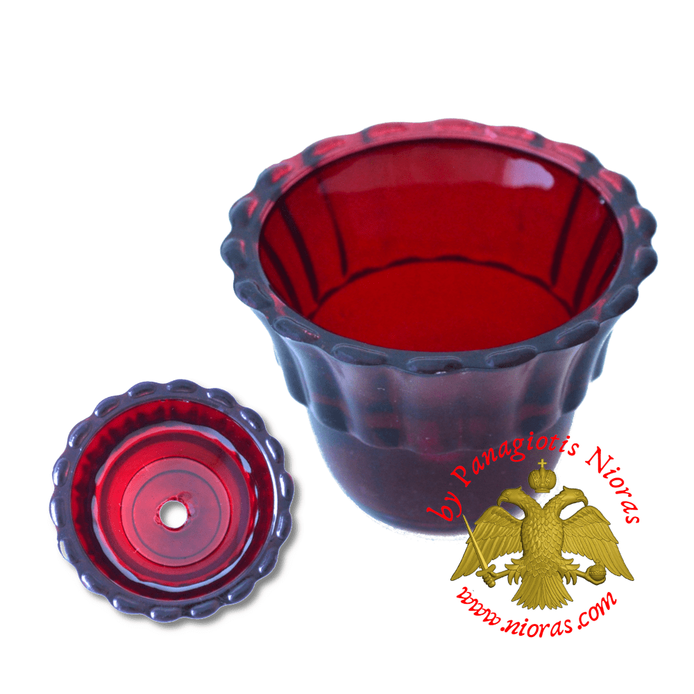 Replacement Oil Candle Votive Glass Cup Flower B' Red 10mm Hole (set of 2)